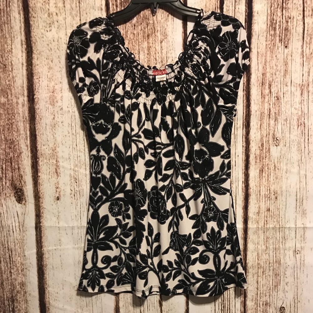 Blouse black and off white